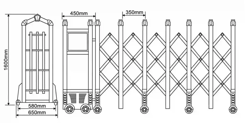 automatic retractable gate structure material specification diagram